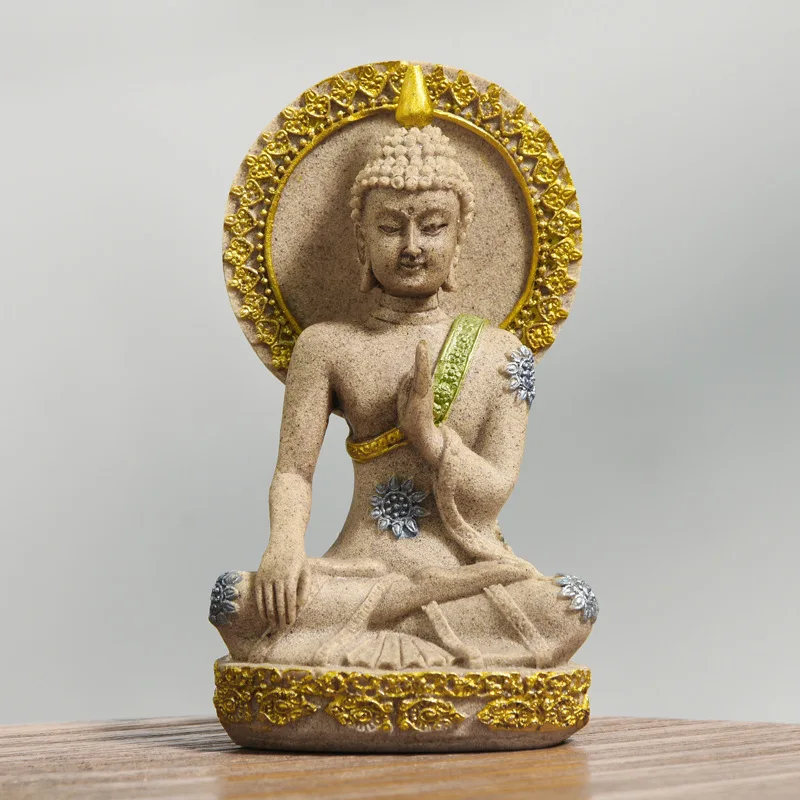 

New 2020 Buddha Statue Thailand Buddha Sculpture Sandstone Hand Made Buddhism Hindu Fengshui Figurine Meditation Home Decor