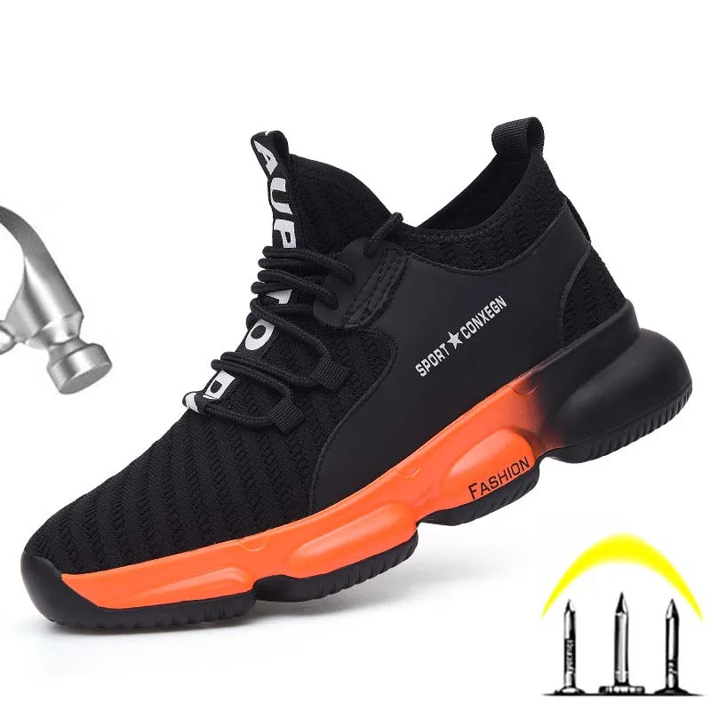 Work Sneakers Lightweight Men Work Shoes Safety Boots Anti-puncture Work Boots Men Anti-smash Industrial Shoes Plus Size 47 48