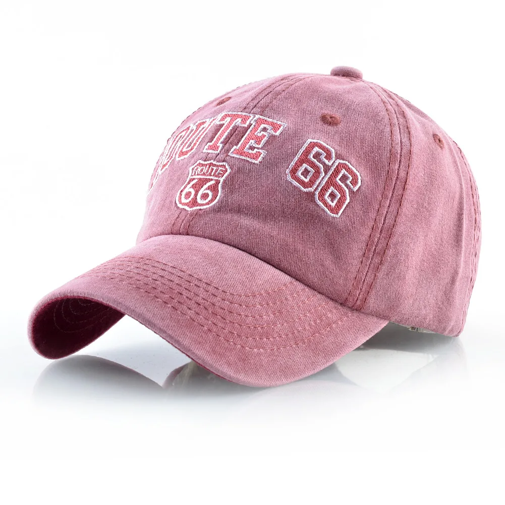 

Women Sun Hat Baseball Wash Khaki Hute Route 66 Denim Hiphop Retro Men Cap Nostalgia Best Selling Summer Caps beisbol