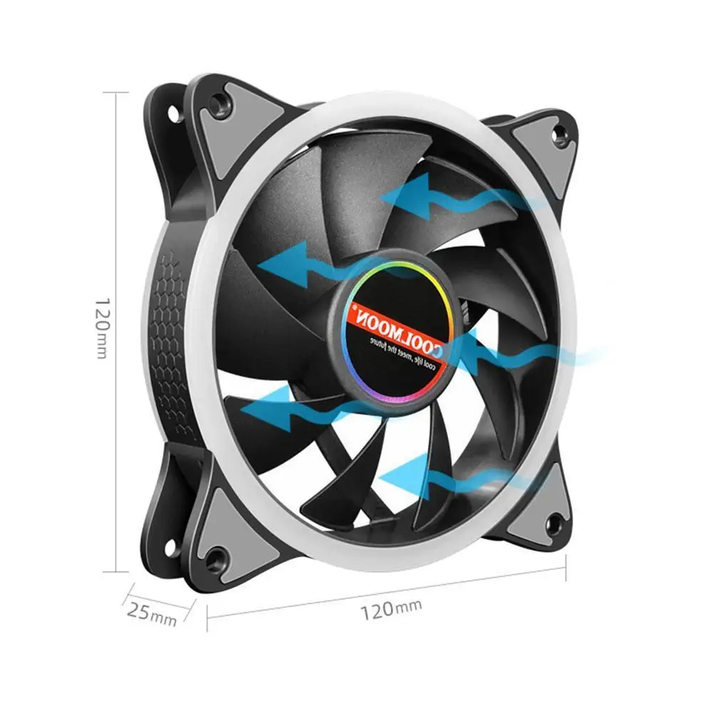 

Desktop Computer Case Fan 12cm Double-sided Luminous Colorful Desktop LED Fan Computer R5W5