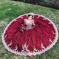 new lace burgundy ball gown quinceanera dress 2021 gold beads backless sweet 16 dress pageant gowns vestidos de 15 anos