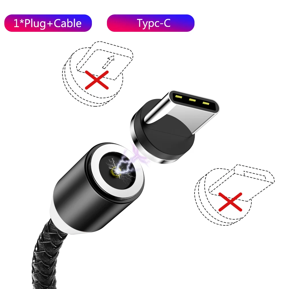 Магнитный Micro usb type-C кабель для iPhone 11 Pro XS Max 7 8 Plus samsung Android 3A кабель для быстрой зарядки и передачи данных 2 м USBC type C зарядное устройство - Цвет: Black For Type C