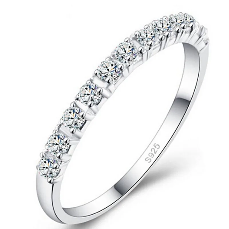

S925 Wedding mix size Carat Round CZ Plated Simulated Eternity Ring Bands New Jewelry for Women