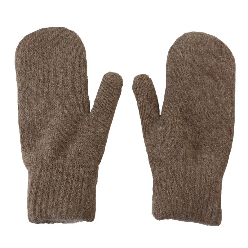 

Lovely Female Winter Knit Wool Thicker Cashmere Warm Gloves Ladies Cute Fingerless Women Solid Mittens Guantes AD0627