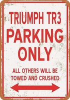 triumph tr3 parking only tin sign art wall decorationvintage aluminum retro metal signiron painting