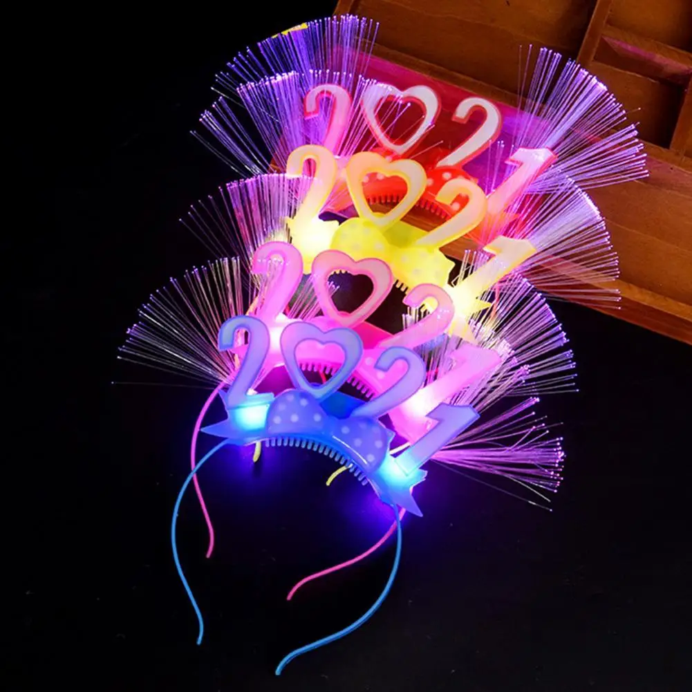 

2021 Luminous Fiber Optic Light Headband Plastic LOVE Hair Hoop Party Prop Gift
