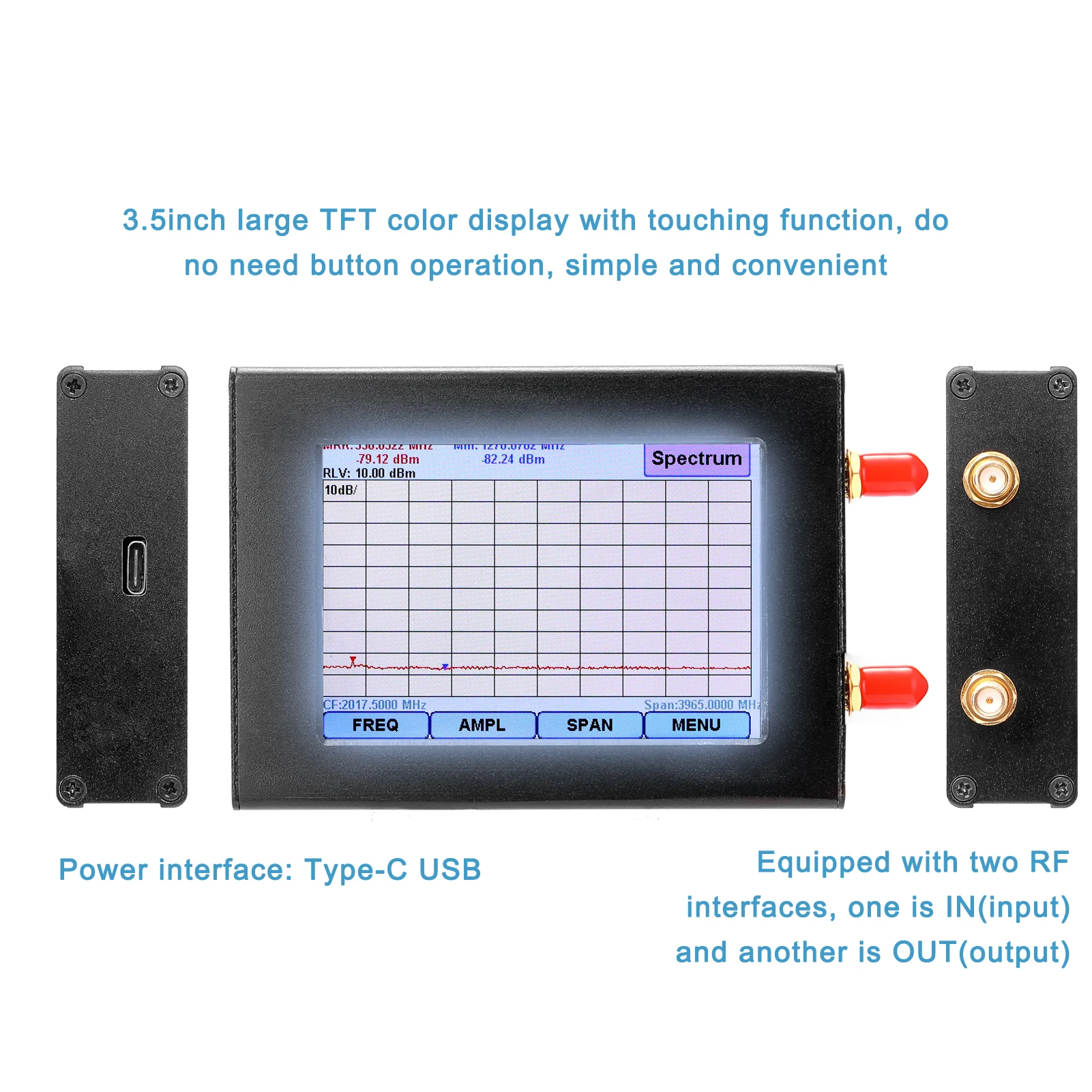 Kopen 3.5Inch Tft Kleuren Spectrum Analyzer 35-4400M Eenvoudige Frequentie Netwerk Spectrum Analyzer Oint S-Wenen 4 Modi Met Trace Bron
