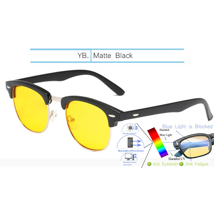 Yellow-Matte Black IVSTA игровые очки мужские анти-Синие лучи компьютерные очки светильник блокирующая оптическая оправа близорукость очки желтые ночного видения 3016 - Цвет оправы: Yellow-Matte Black