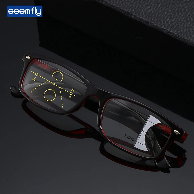 

Очки Seemfly с защитой от сисветильник для мужчин и женщин, винтажные небольшие цветные прогрессивные очки с пэчворком, умные многофокальные д...