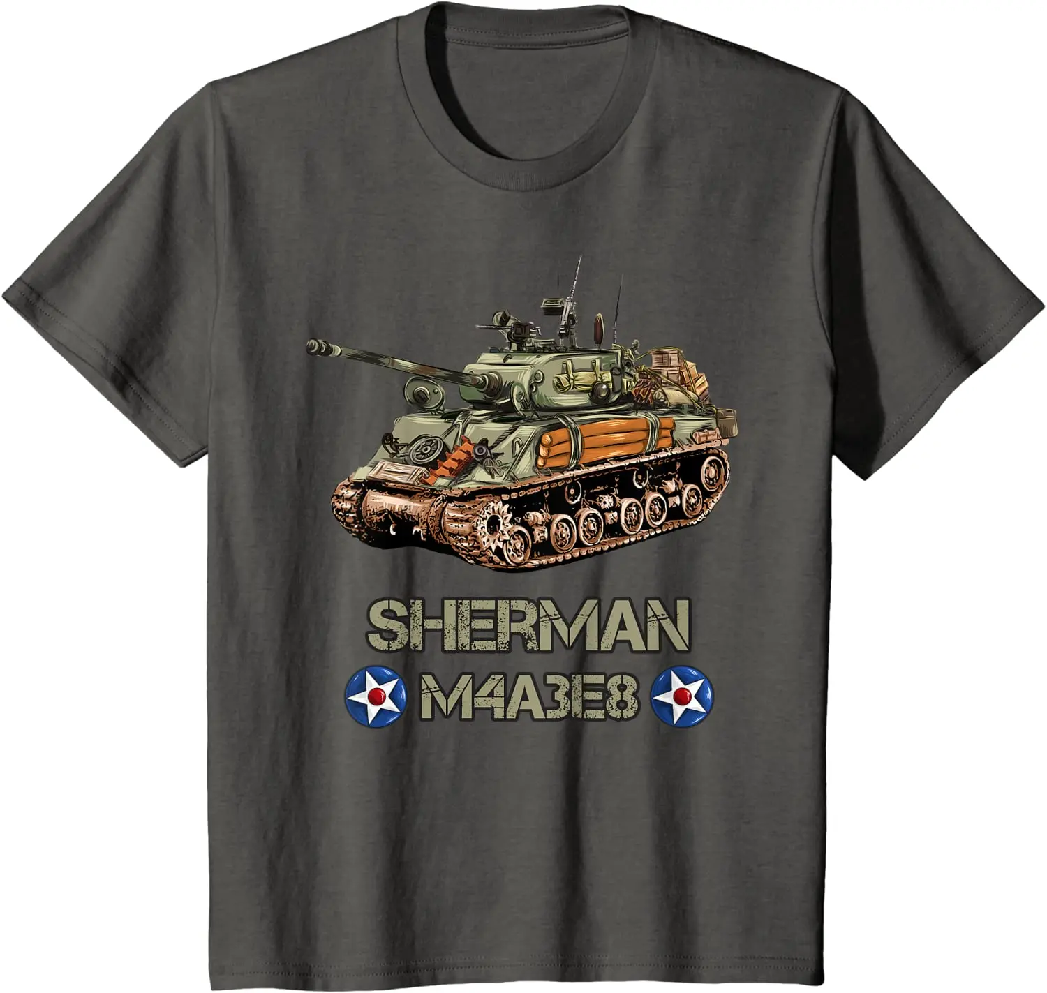 

World War 2 American Tank M4A3E8 Sherman Memorabilia Men T-Shirt Short Casual 100% COTTON O-Neck Shirts