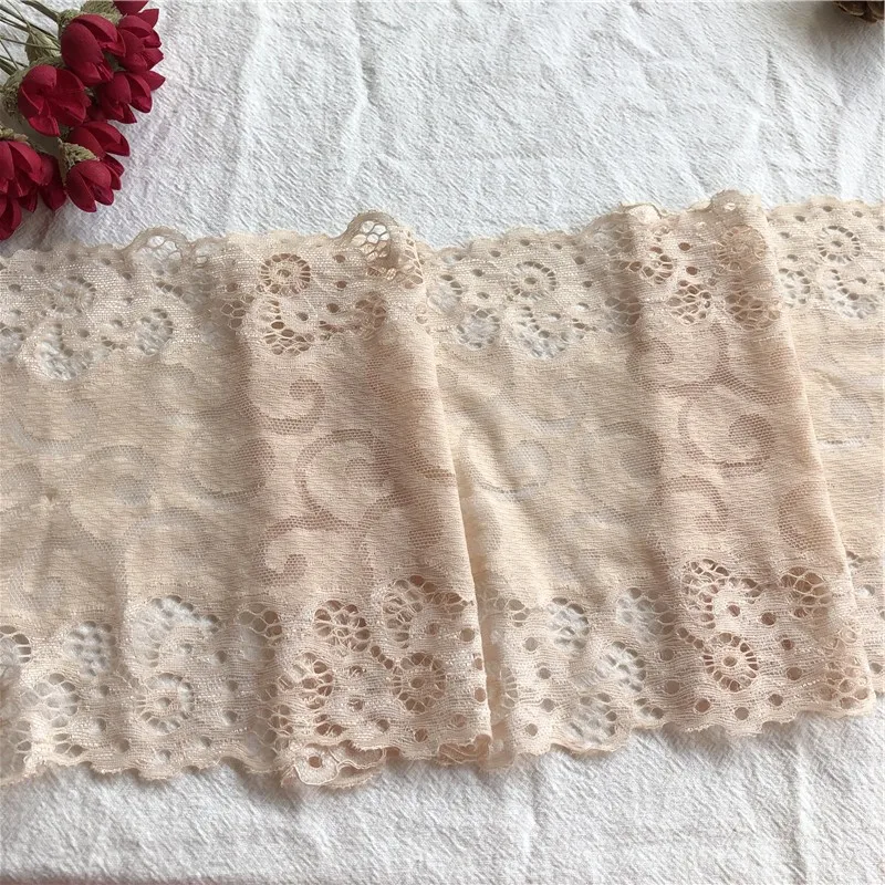 18 см светло-желтая эластичная Цветочная кружевная лента с узором материалы для