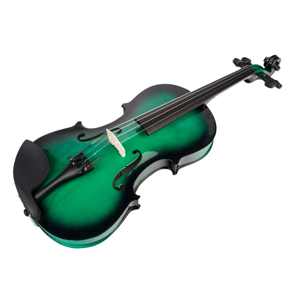 NAOMI 4/4 Violin Set With Violin+Bow+Bridge+String+Rosin+Case Green & Black Gradual Color Beginner Level | Спорт и развлечения