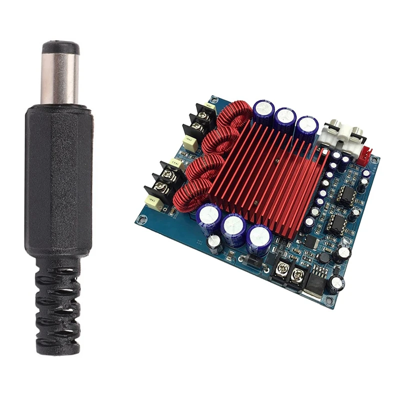 

10 Pcs Male Solder Dc Barrel Tip Plug Jack Straight Connectors & 1 Pcs Dual Channel Digital Audio Amplifier Board