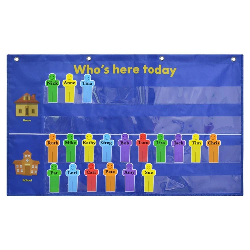 

Who Is Here Kids Attendance Pocket Chart Suitable for Classroom Preschool Kindergarten with 36 Replacement Cards