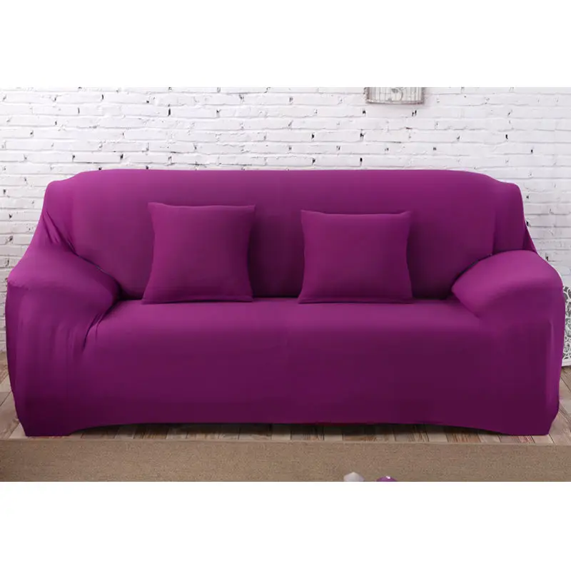 Dark Purple Твердые Цвет чехлы для диванов спандекс эластичная европейских и американских полиэстер угловой диван кушетка чехол стоматологическое кресло крышка протектор Гостиная 1/2/3/4 местный - Цвет: Dark Purple