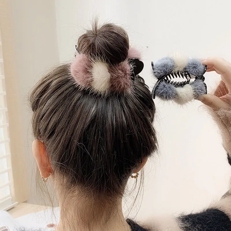 Plush Ponytail Claw Hairpin Head Clips Women Headwear New Hair Claws Cute Hair Clip Hairpin Fashion Hair Accessories 2021 New