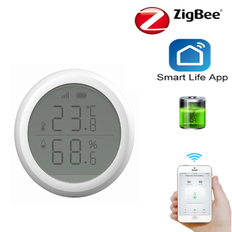 Умный датчик температуры и влажности ZigBee термометр с ЖК экраном для умного дома