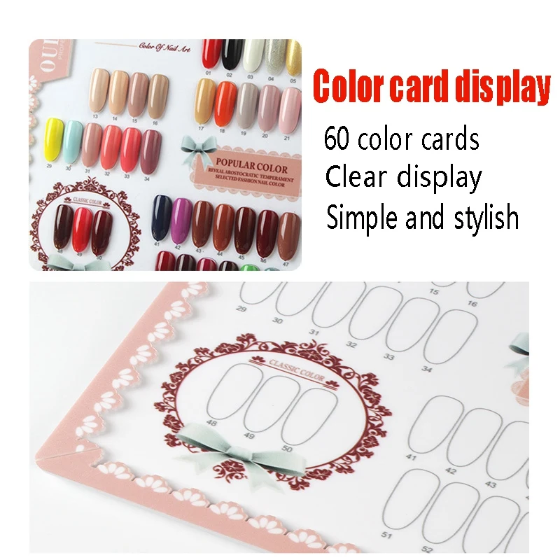 

60 Colors False Nail Color Acrylic Display Frame Gel Polish Card Palette Varnish Practice Board Manicure Tool