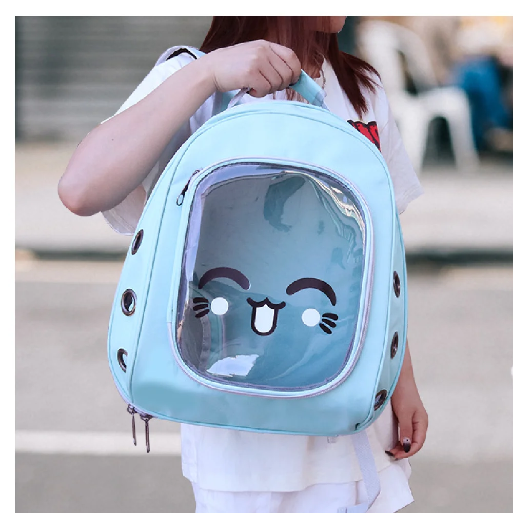 

Pet supplies new breathable space capsule pet backpack front zipper transparent cat bag cat book packaging cat artifact