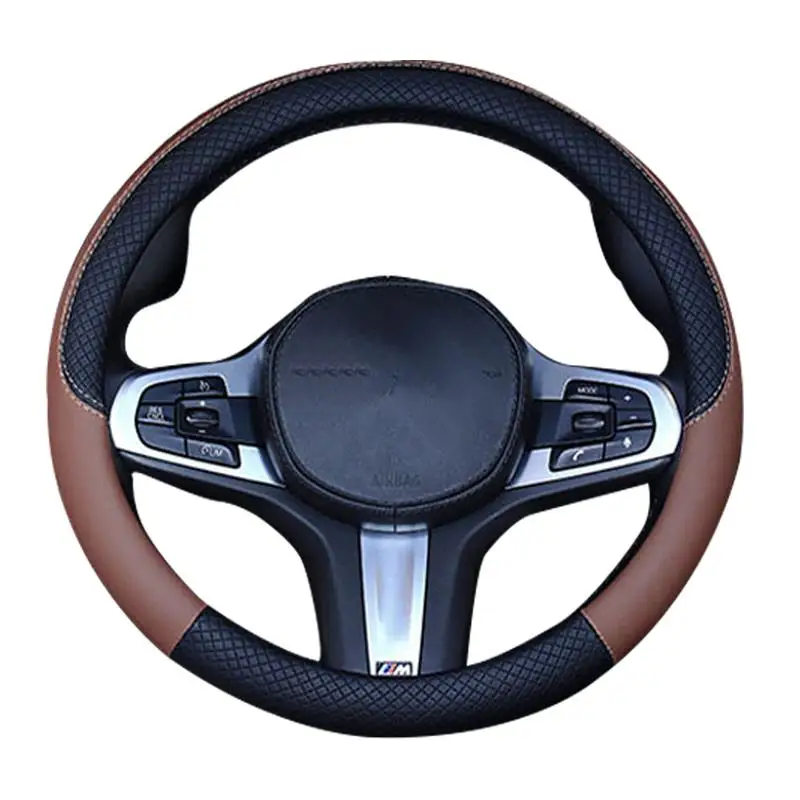 

38cm Car Steering Wheel Cover, Universal Leather Steering Wheel Cover, Fit for All 99% Car Models Accessories