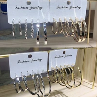 blijery 3 pairs fashion hoop earrings for women basketball brincos c shape circle earrings set punk jewelry gift