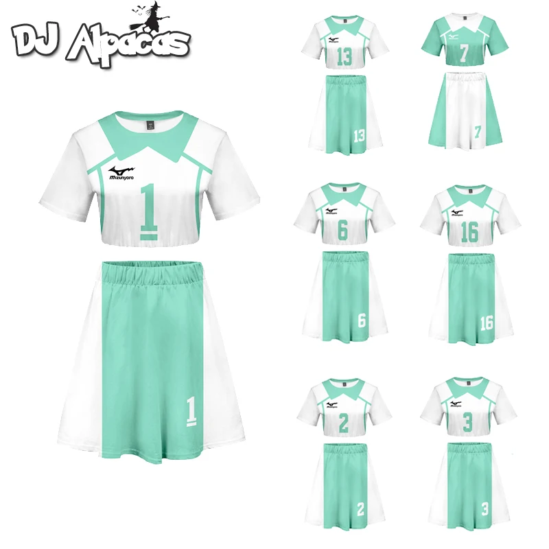 Haikyuu Cosplay Костюм Униформа Джерси кагеяма тобио Аоба Johsai коуши Oikawa Tooru топ + юбка для