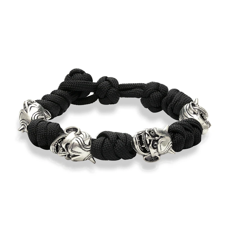 Мужской винтажный браслет с подвеской-маской Noh ручной работы регулируемый из