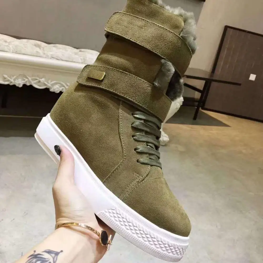 

vallu 2020 winter new leisure warm fur one-piece non-slip outsole double leather strip decorative snow boots