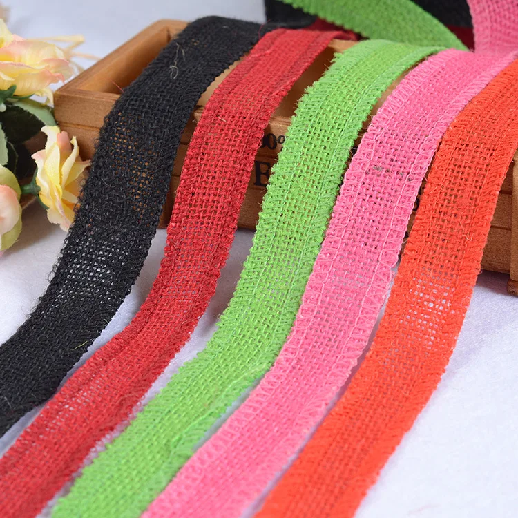 2Meters/Lot 25mm Colorful Jute Burlap Ribbon Christmas Birthday Party Vintage Rustic Wedding Decoration DIY Crafts Supplies Tape | Дом и сад