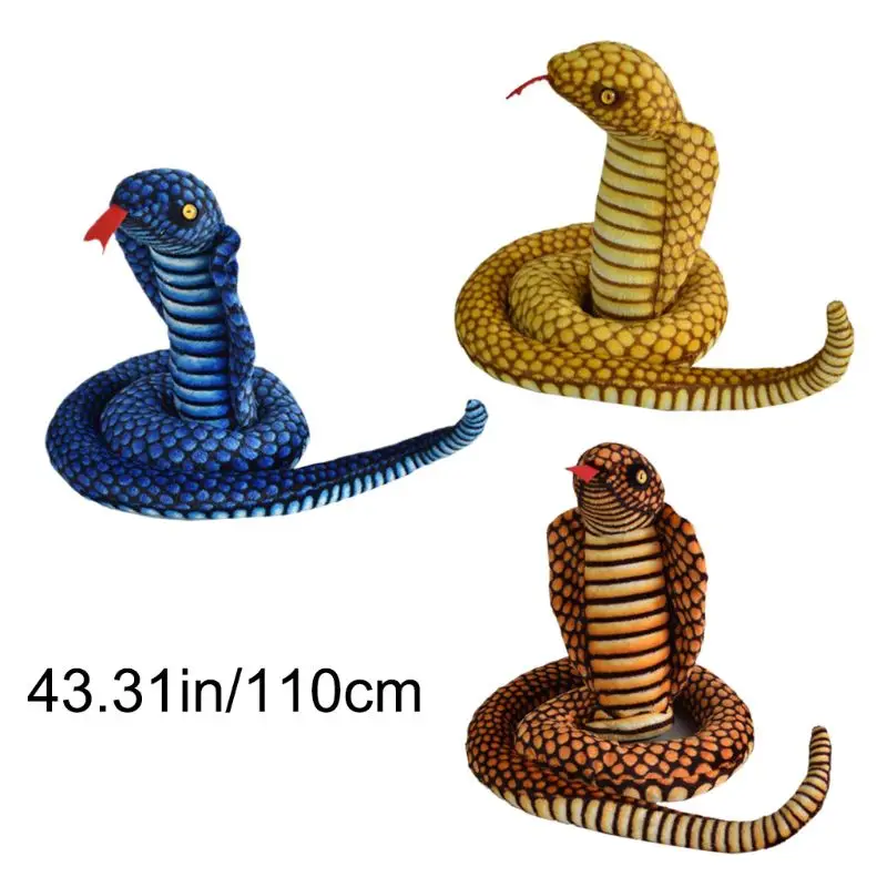 

Simulation Cobra Plush Doll Stuffed Animal Soft Pillow Toy Snake Children Halloween Prank Prop Scary Kids Plush Toy Doll