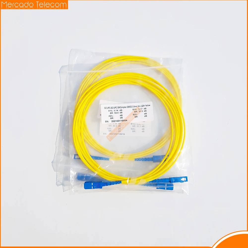 

50pcs 1/2/3/5M SC UPC-SC UPC SM Simplex SX 3.0mm 9/125um SC/UPC Fiber Optic Patch Cord