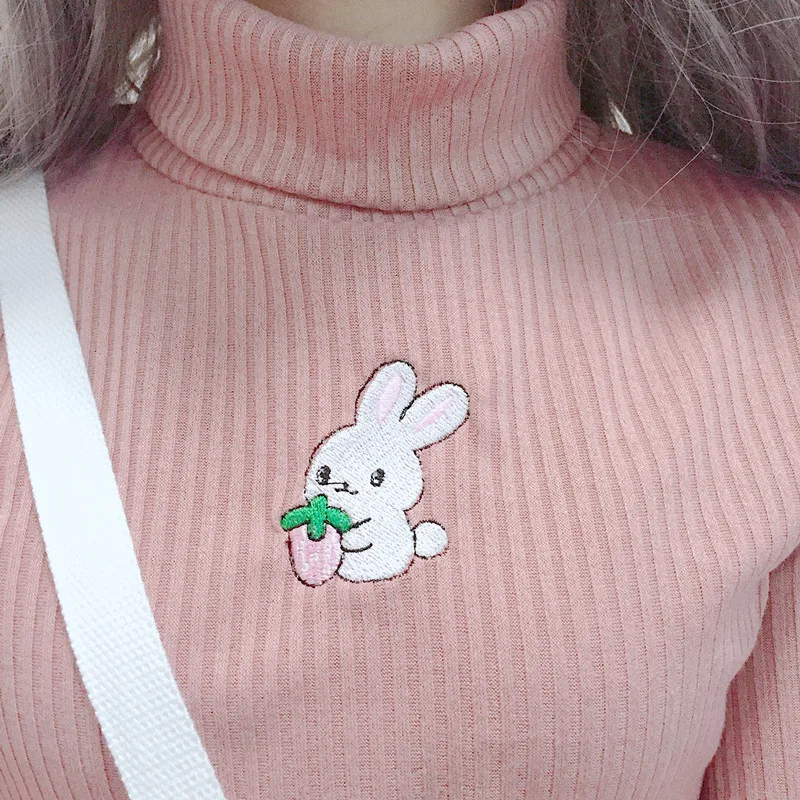 Новинка Осенний Повседневный женский свитер пуловер kawaii Bunny тянущийся Топ очень