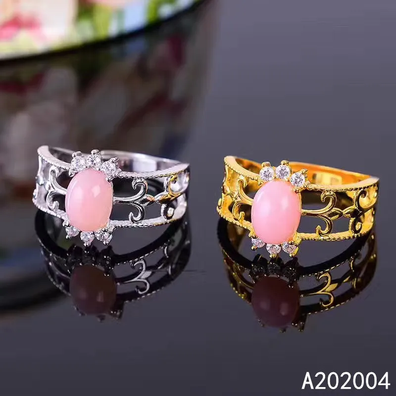 

KJJEAXCMY fine jewelry 925 sterling silver inlaid natural Gem pink opal new Female Girl ring popular Support test hot selling