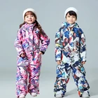 Детский лыжный комбинезон на возраст до-30 градусов, зимняя куртка для сноуборда, уличные зимние костюмы для мальчиков и девочек, теплая водонепроницаемая лыжная куртка для детей, 2021
