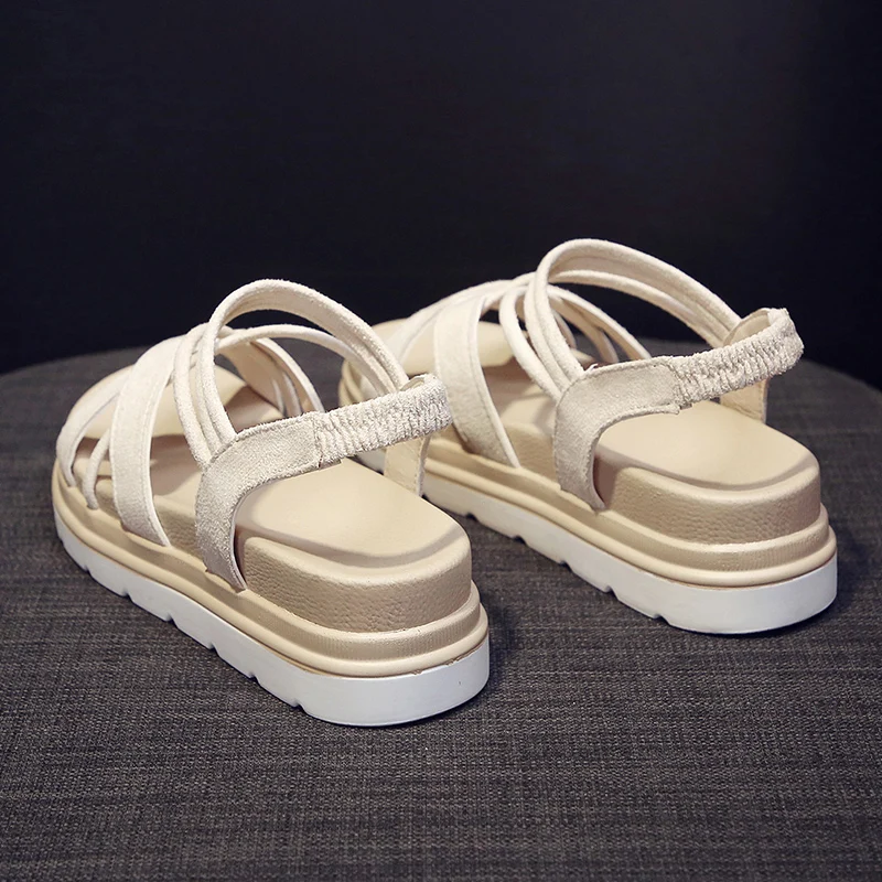 

Women Roman Sandals Open Toe Summer Platform Shoes Woman 2021 New Thick Sole Womens Beach Sandal Fashion Gray Slip-On Home Shoe