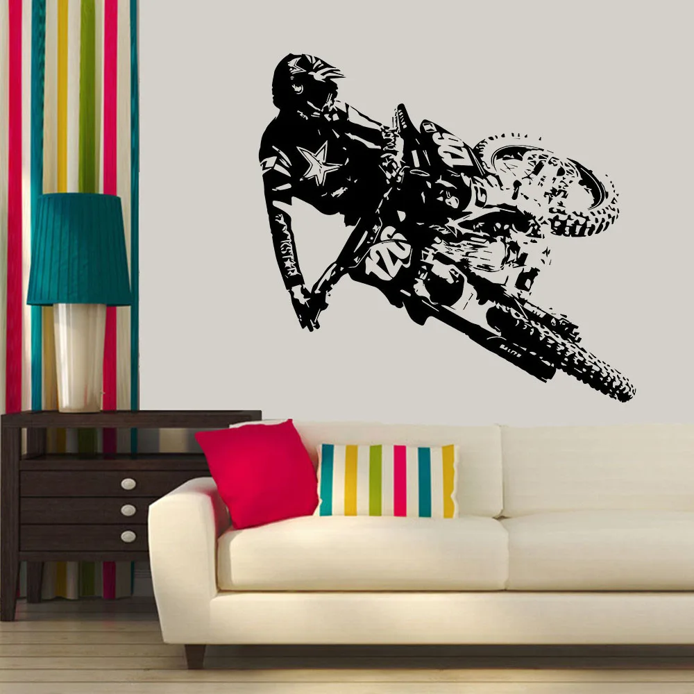 

bike Extreme Sport cross Dirt Bike Wall Decal Boys Bedroom Playroom Home Decoration Art Vinyl Window Sticker Mural ph145