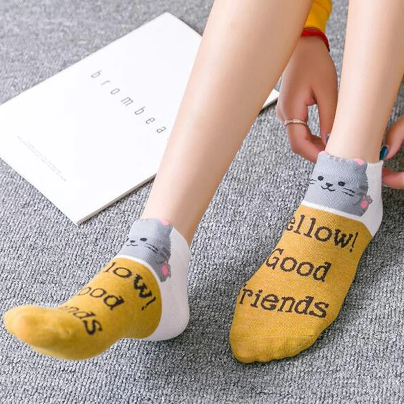 LERFEY Women Cute Animal Socks Cotton Comfort Cartoon Short Style Cat Rabbit Bear Letter Pattern Lovely Ankle Funny Sock | Женская