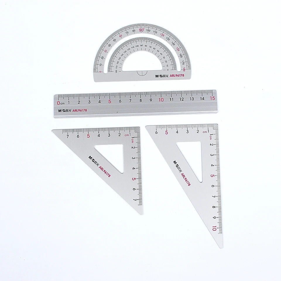 Новинка Алюминиевая линейка 4 шт./компл. транспортир из алюминия для студентов