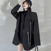 thin dark autumn new women womens and and street a suit retro black loose trendy jacket jacket spring fried loose suit womens