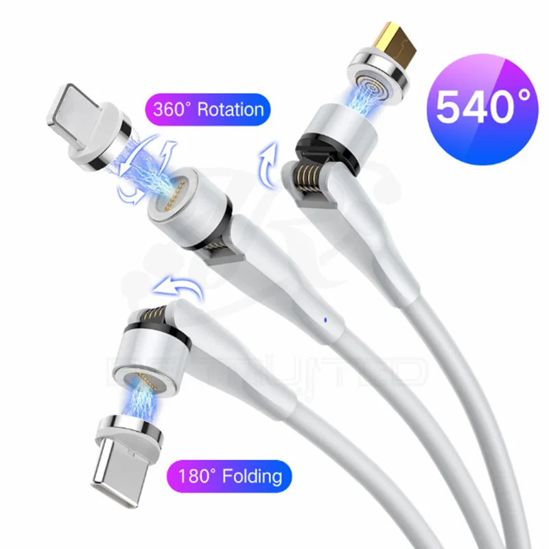 Новый 360 ° + 180 вращающийся магнитный usb кабель для быстрой зарядки Тип C магнит