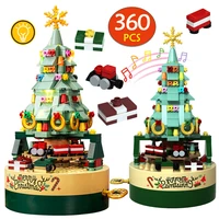 360pcs city led rotating music box building blocks pine tree house friends santa claus bricks toys for children christmas gifts