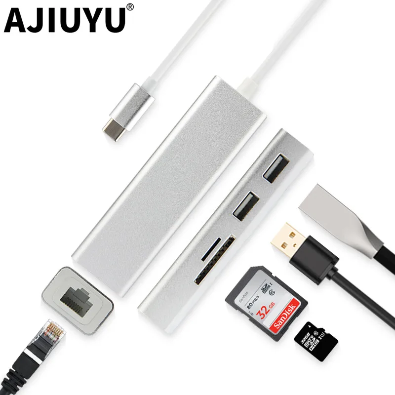 Адаптер AJIUYU USB Type C для MacBook Pro Air 2018|USB-хабы| |