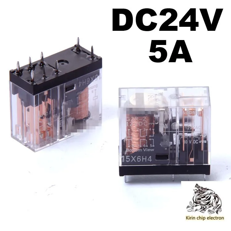 

10PCS/LOT G2R-2 24VDC 8-pin two-opening and two-closing relay 5A power relay