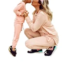 Одинаковая одежда для мамы и дочки спортивные комплекты коллекция 2020 года, летние однотонные толстовки с капюшоном для мамы и ребенка длинные штаны Одинаковая одежда для семьи