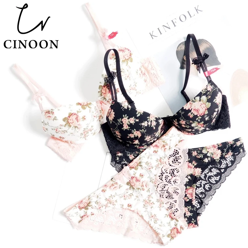 

CINOON Sexy Women Bra Set Lace Flower Lingerie Big Size Underwear Panties Women'S Bras For Women Seamless Bralette For Push Up