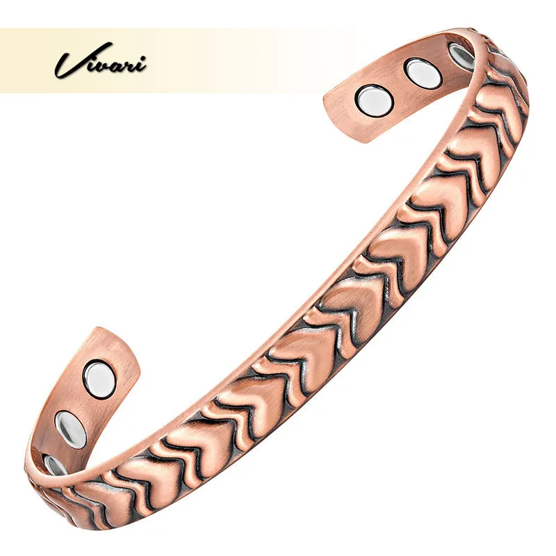 Vivari магнитный браслет из чистой меди для женщин узор в виде сердца подарок на