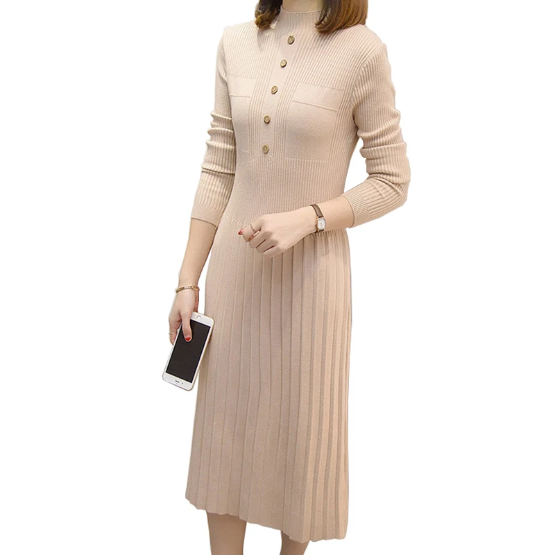Женское трикотажное платье-свитер элегантное плотное Теплое повседневное