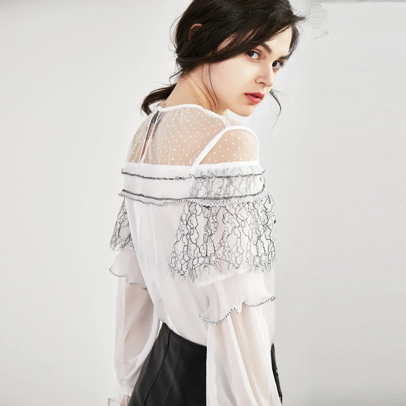 HStar 2020 Blouses Shirt Tops Office sutumn Ladies Streetwear Girls Vintage Elegant Sweet Crop Casual lace women Top |