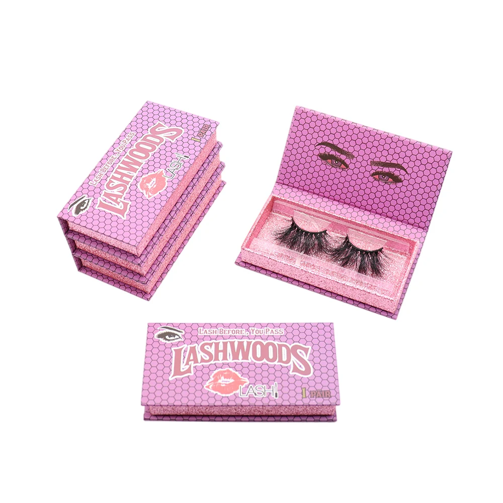 

LASHWOODS Pink Eyelash Packaging Wholesale Empty Lashes Box with Clear Tray Rectangle Lash Cases Lash Boxes Packaging