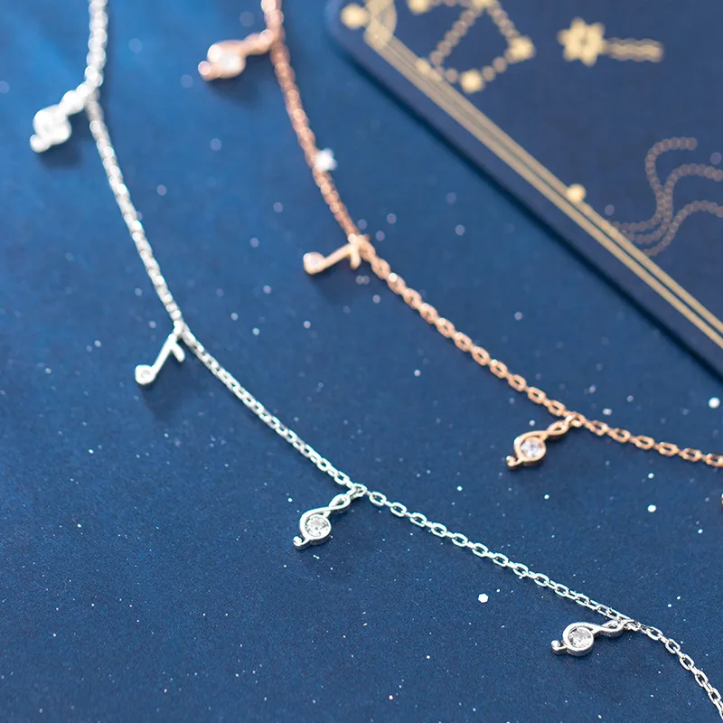 

LKO New Arrive Cute Silver 925 Note Bracelet for Women S925 Romantic Sweet Bracelet for Girls Best Gift